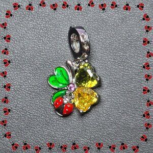 Lucky Clover‎ & Ladybug Pendant Charm (NWOT)
